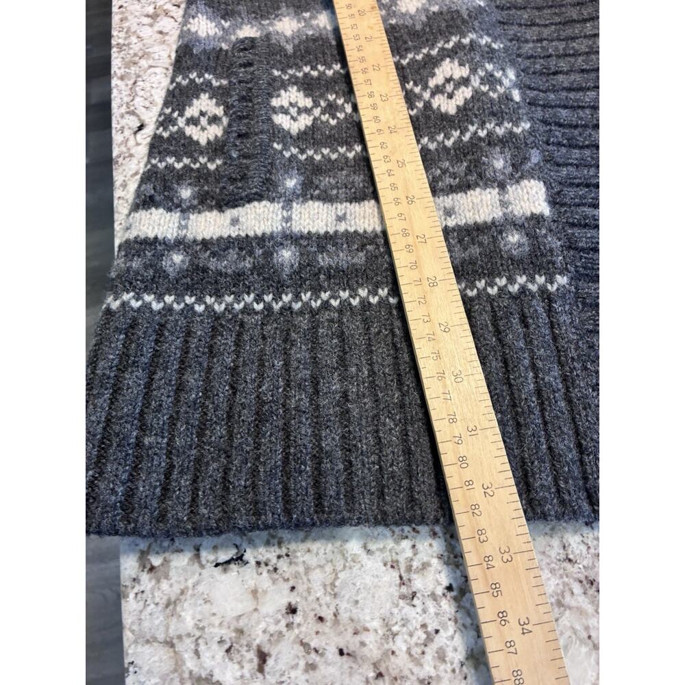 L.L. Bean Women's Open Cardigan Fair Isle Gray Lambswool Size Large - Picture 9 of 9